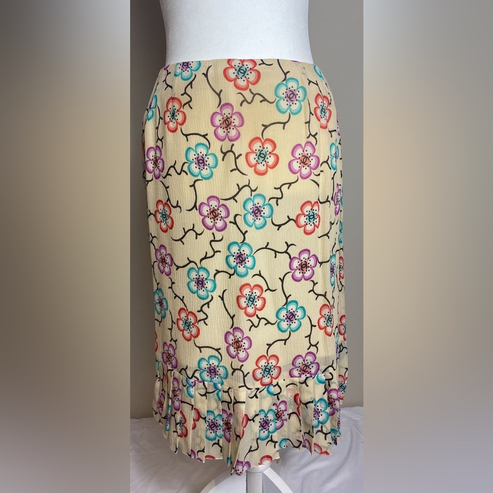 CHANEL CC Logo Silk Skirt